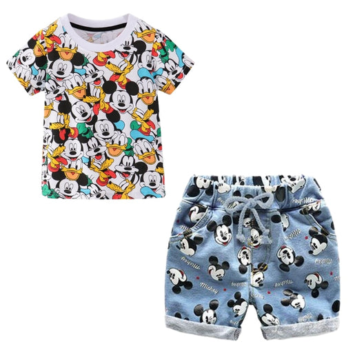 Baby Boys Girls Kids Clothes Set Mickey Sport Suit Summer Cotton T-shirt Shorts 2PCS Outfit Costume Children Clothing Tracksuit