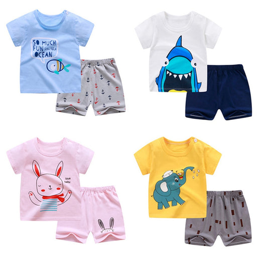 Summer T-Shirt+Short Pants 2020 Baby Boys Girls Cotton Clothing Sets Clothes set Outfits Bebes Suits 6M to 7 Years Old 2 PCS Set
