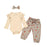 Baby Girl Clothes Fashion Newborn Infant Autumn 3Pcs Set Cotton T-shirt Pants Headband Fall Toddler Outfits Girls Clothing Suit
