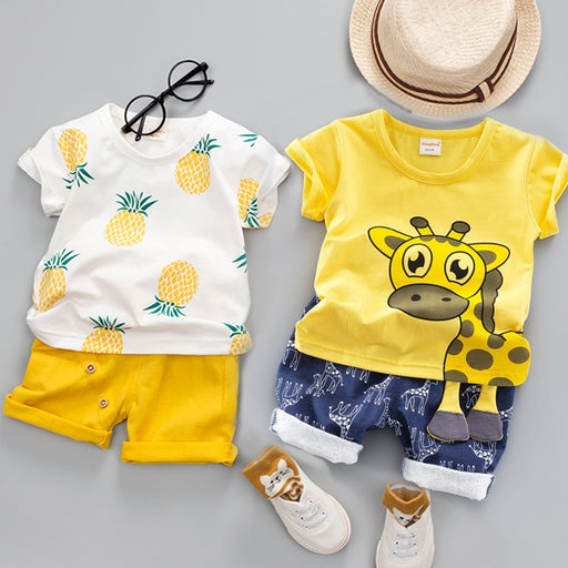2020 fashion infant Suits Baby Clothing Set for Boys Girls Cute Summer Casual Clothes Set Giraffe Top+Shorts Kids Clothes